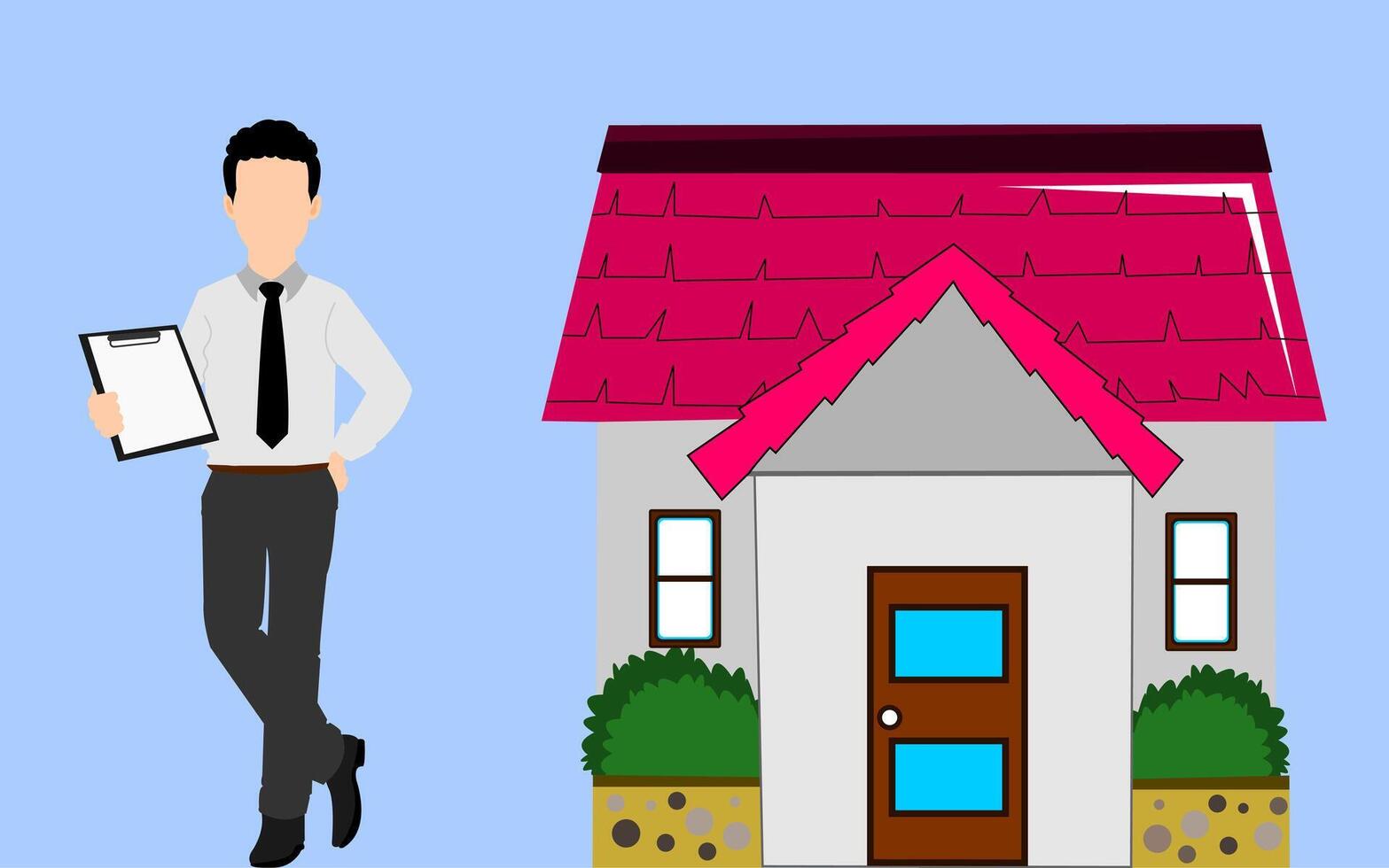 Businessman with clipboard. house inspection, home appraisal, real estate appraisal, mortgage loan, home loan. vector