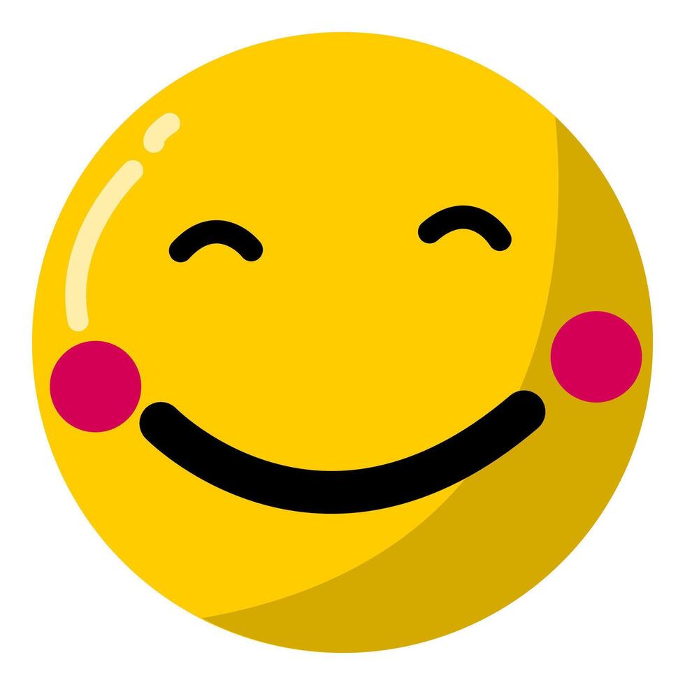 Happy Facial expression emoticon isolated on white background, happy cartoon, satisfied facial expressions, facial expressions satisfaction vector