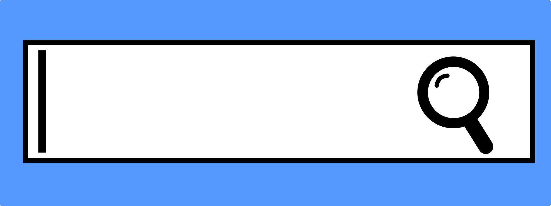 Search here, Search bar icon in flat design isolated on blue background. vector