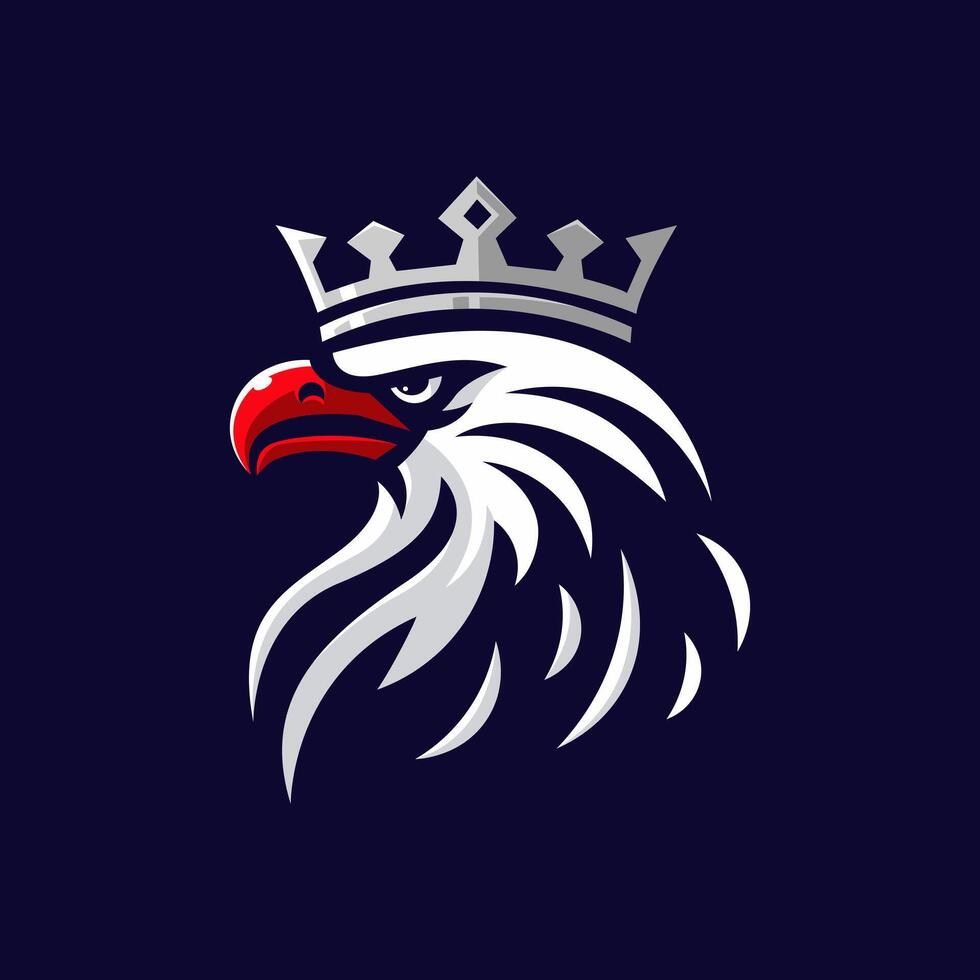 Eagle king mascot logo design illustration for sports and busines vector