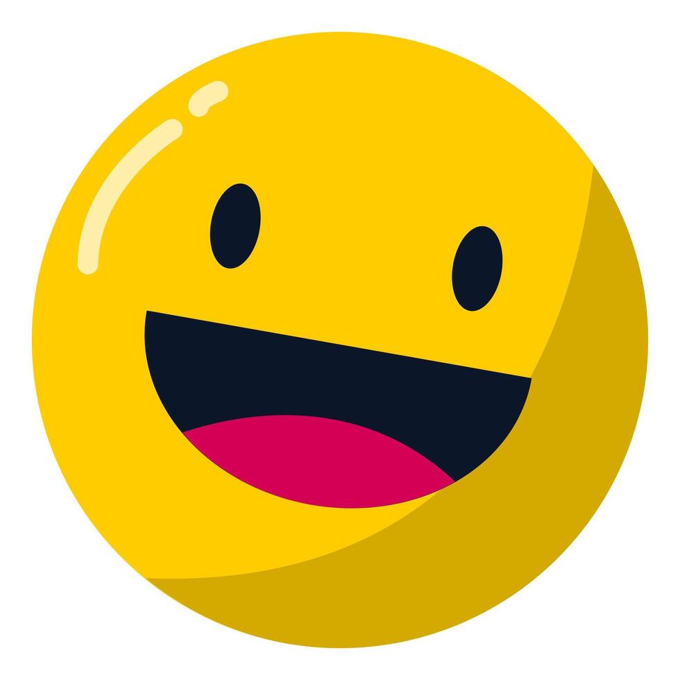 emoji contento emoticon sonrisa en tiene cara aislado en blanco antecedentes. amarillo rostro, sonrisa, emoticono, emoción vector