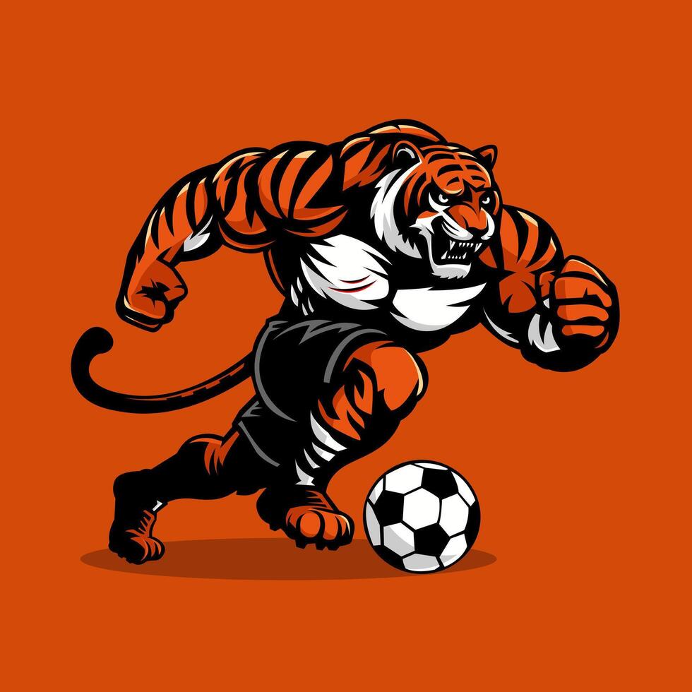 Tiger mascot cartoon design Illustration for football club vector