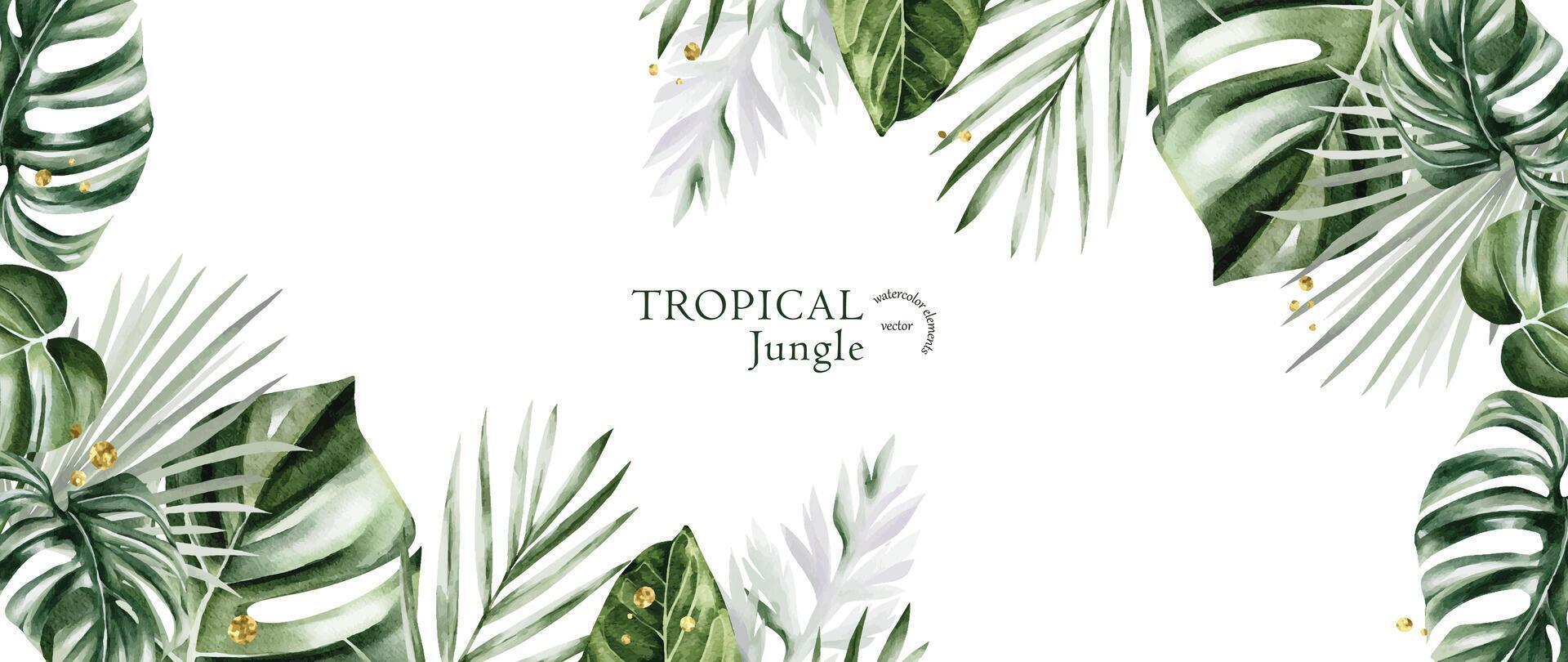 Tropical jungle watercolor background design vector