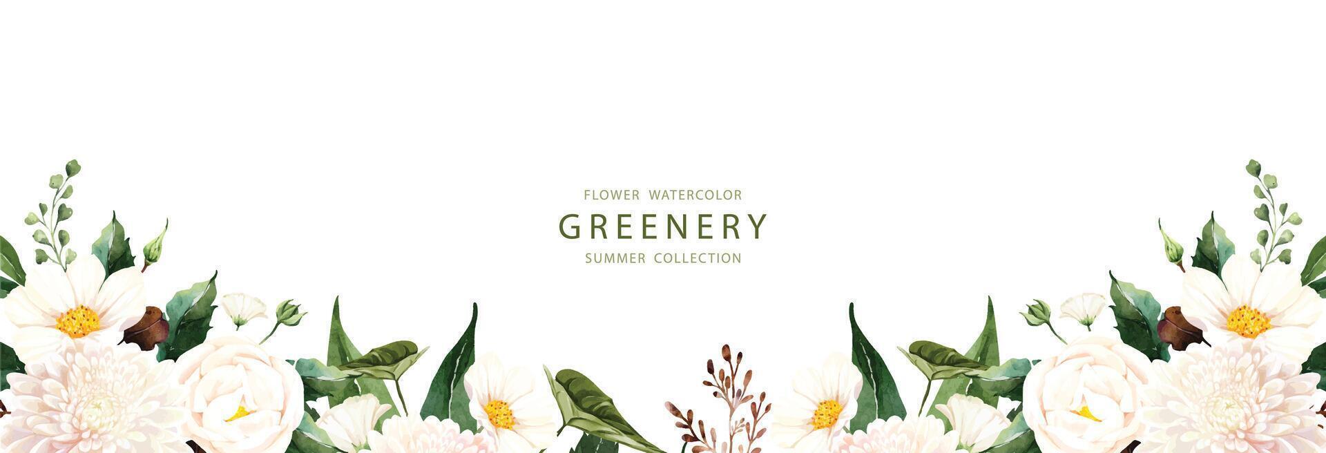 Flower watercolor banner design vector