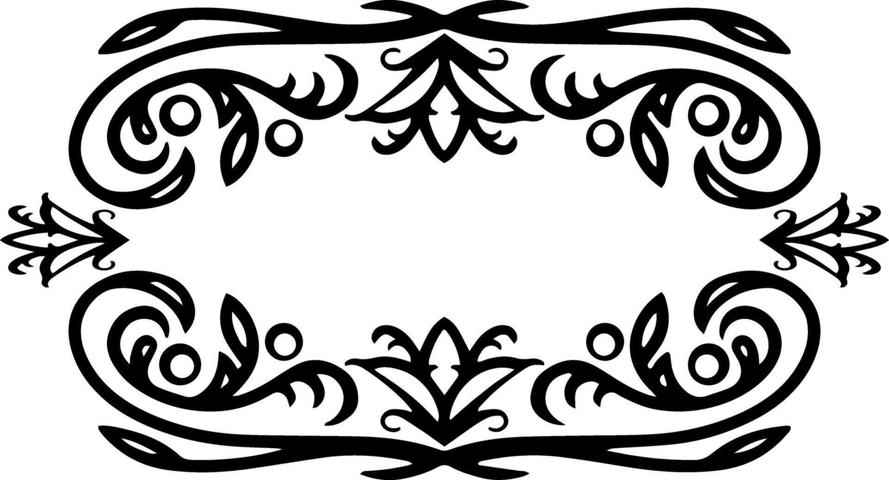 Vintage element Damask frame border pattern Engraving stencil illustration vector