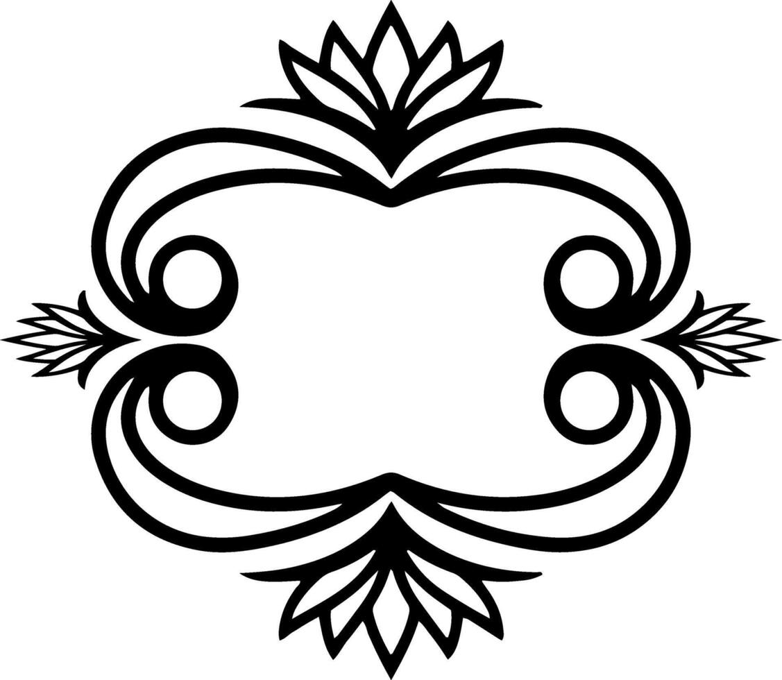 Vintage element Damask frame border pattern Engraving stencil illustration vector