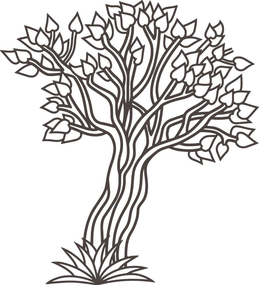 garabatear árbol con hoja icono bosquejo clipart ilustración vector