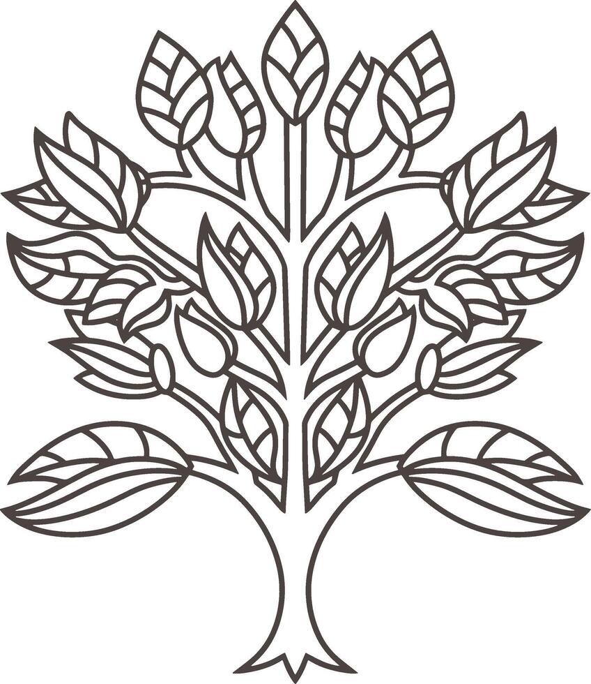 Doodle tree with leaf icon Sketch clipart illustration vector
