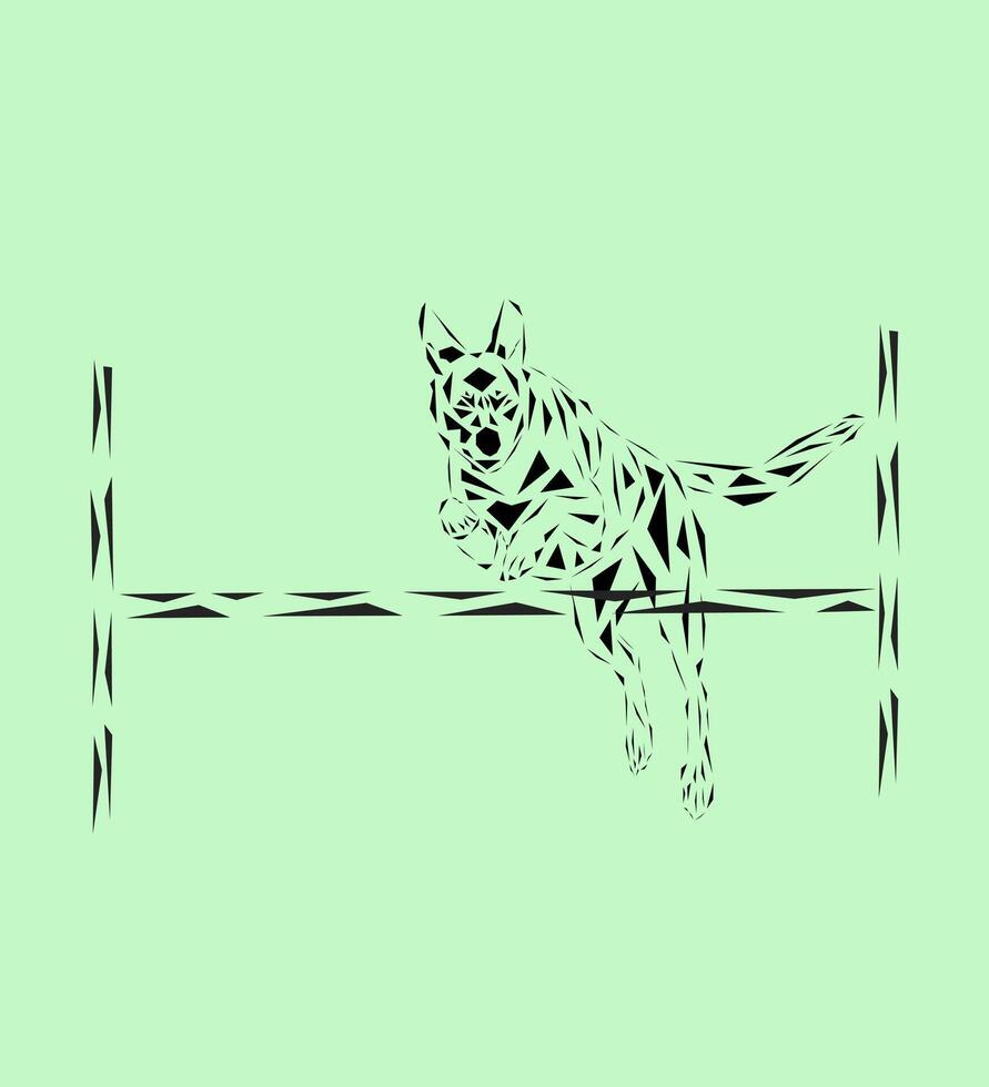 illustration of an agility competition dog, a unique geometric design of a dog in an abstract shape. vector