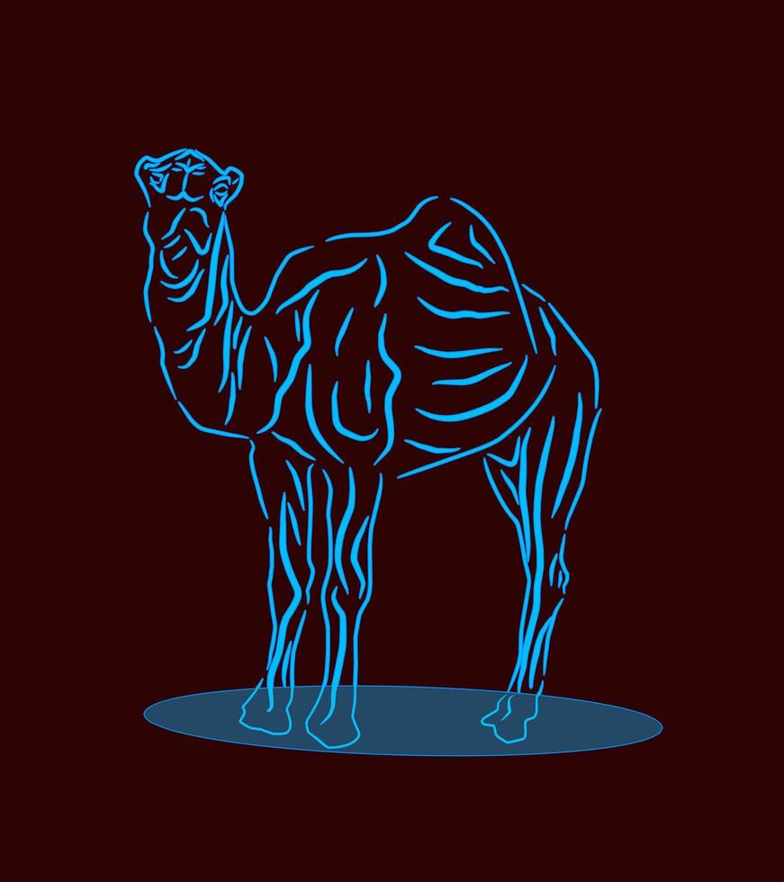 Blue Neon Camel Silhouette vector