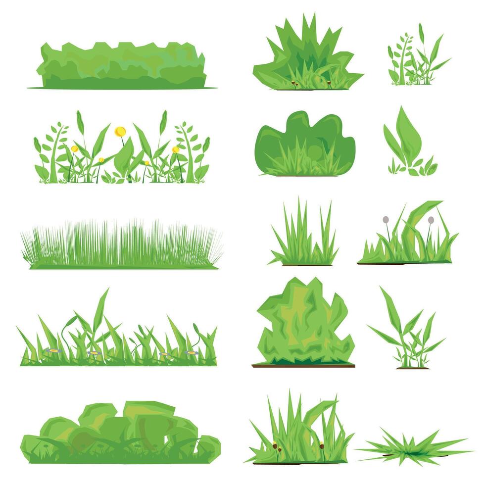Set of Grass elements on a white background vector