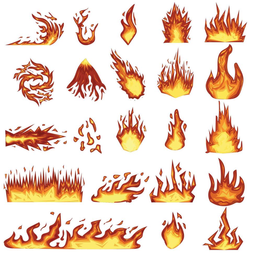 Set of Flame element on white background vector