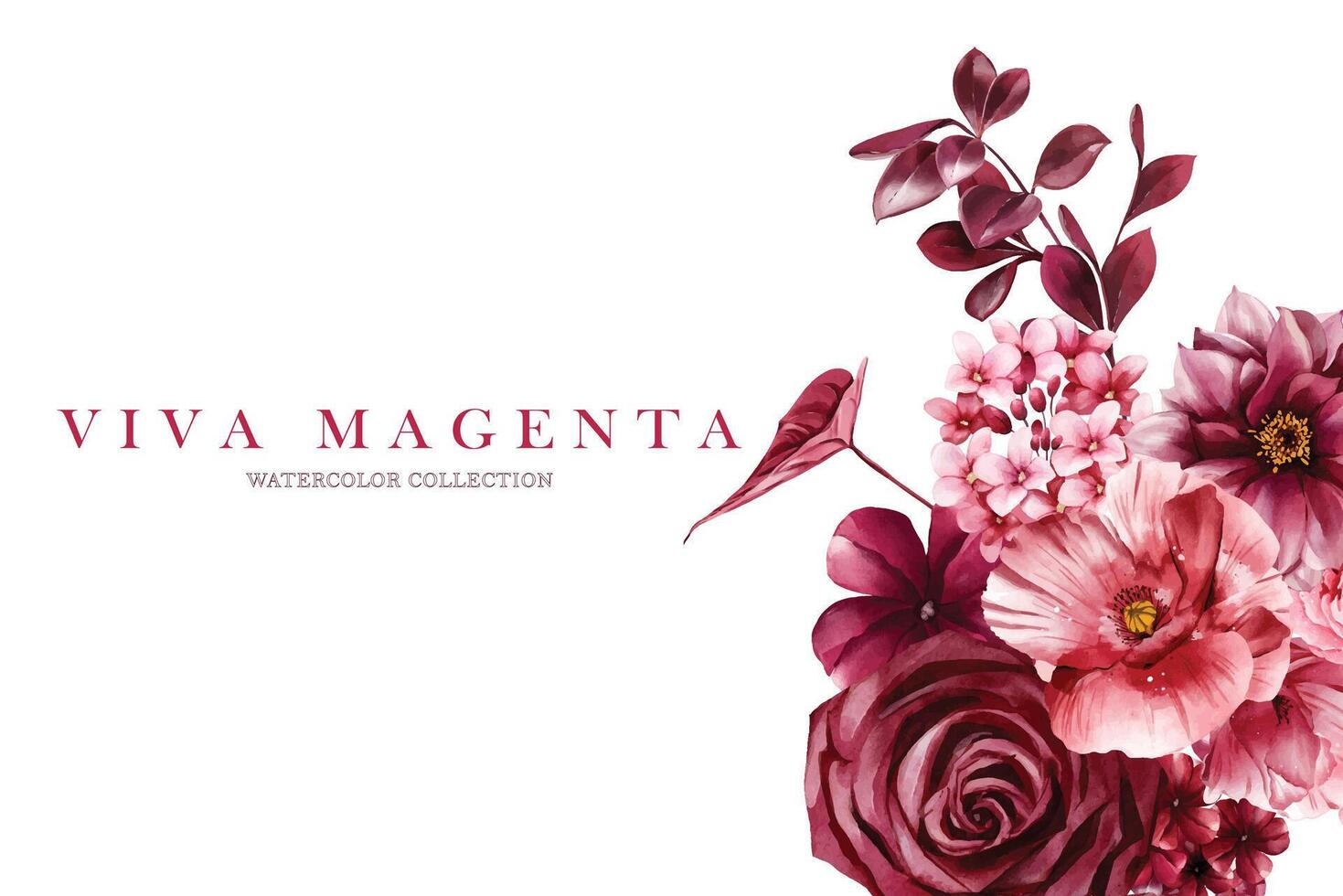 Flower magenta bouquet watercolor background vector