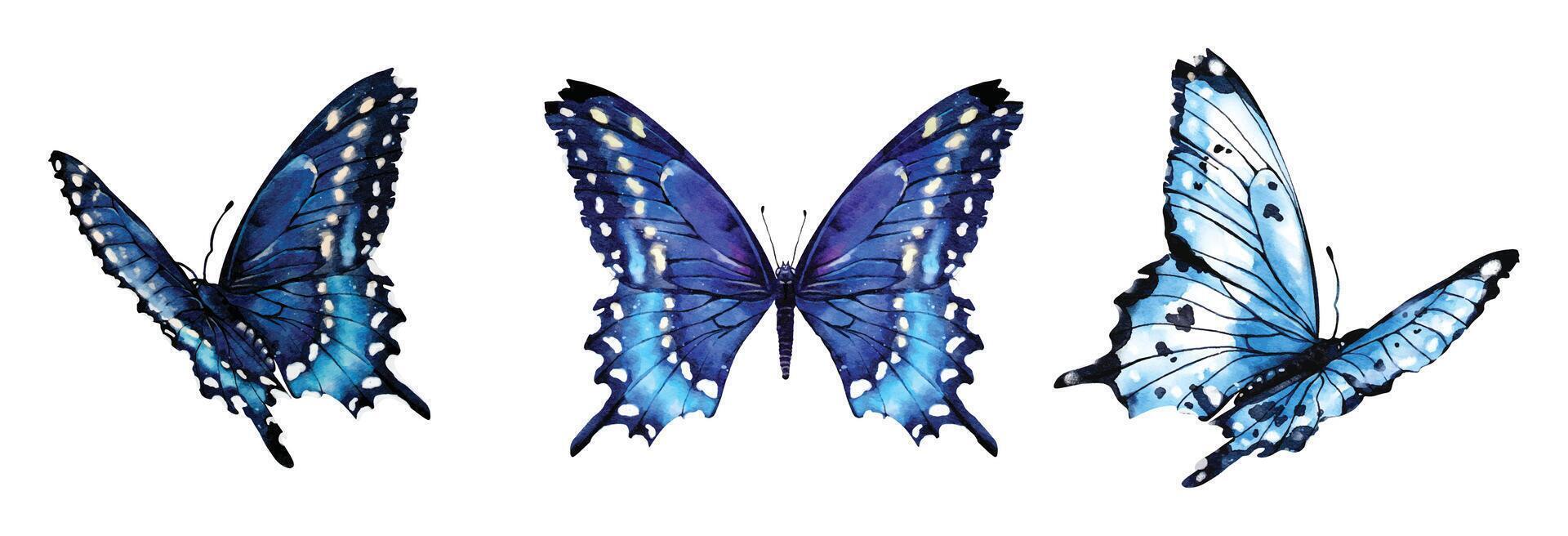 conjunto mariposa acuarela elementos diseño aislado en blanco antecedentes vector