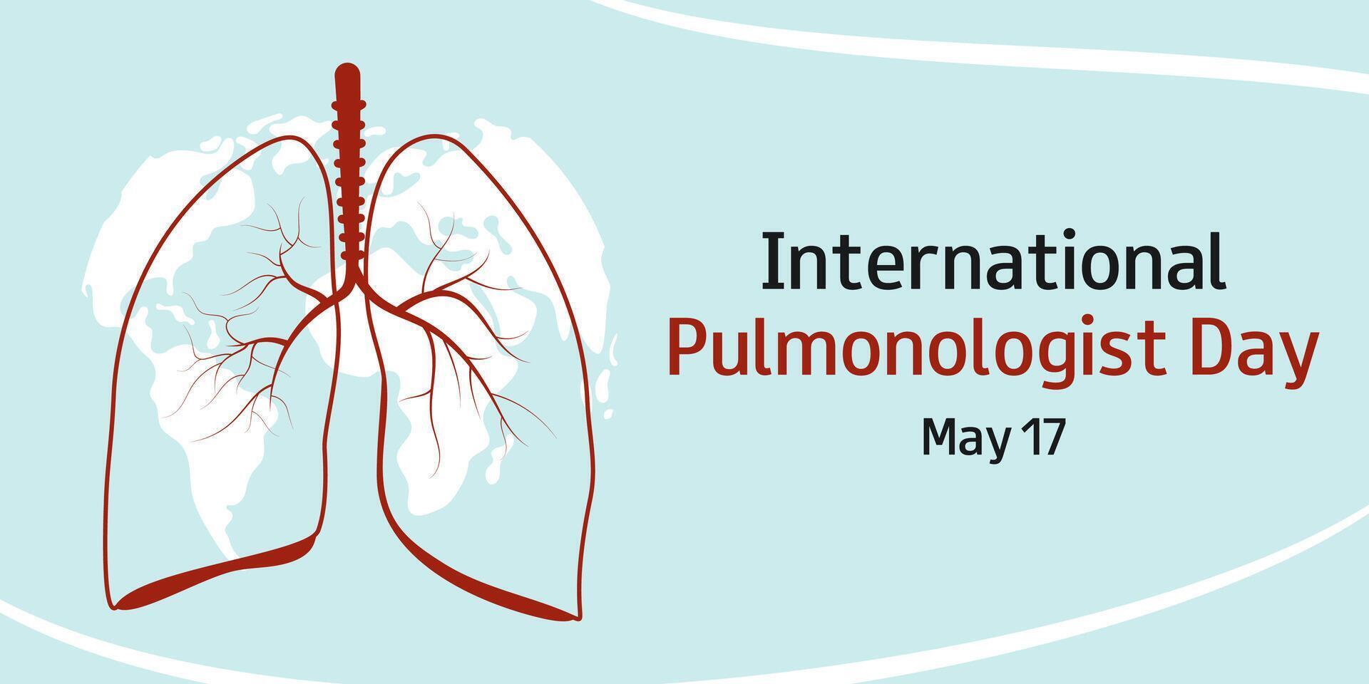 International Pulmonologist Day. May 17. silhouette of lungs and text. Design for banner, greeting card, presentation, flyer. vector