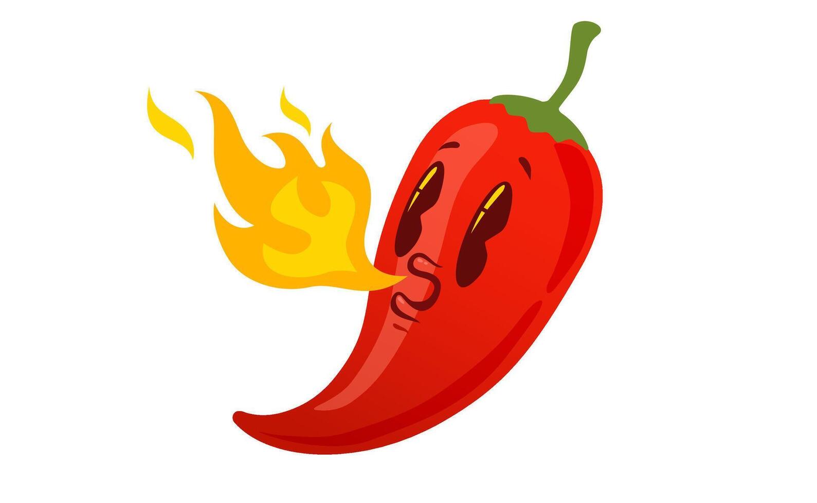 illustration of a spicy chili pepper with flame in retro style. Cartoon red chili pepper for Mexican or Thai food. Hot chilli in vintage style. vector