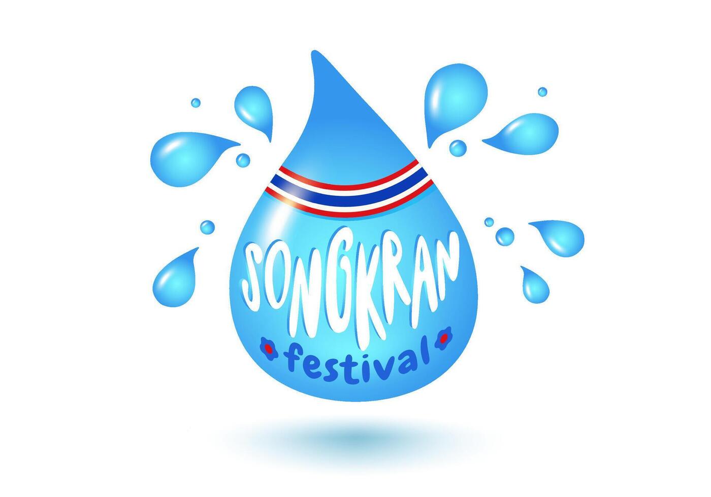 ilustración de kawaii agua soltar en 3d estilo para Songkran festival. icono de kawaii lluvia soltar en realista estilo para canciónkran. vector