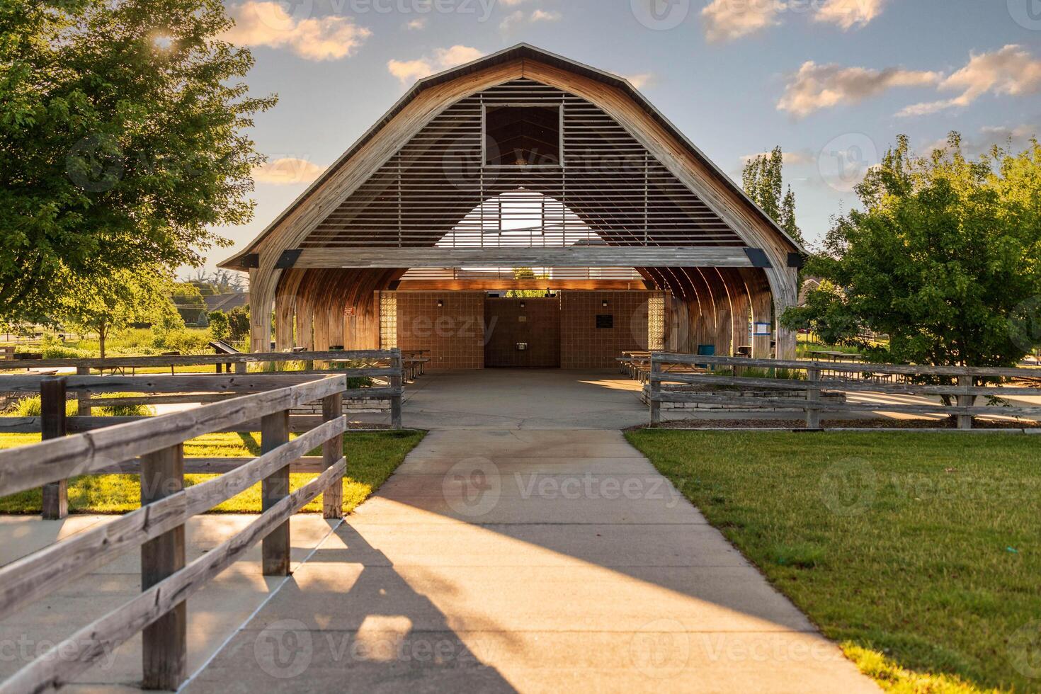 the pavilion is ready for a day of picnics photo