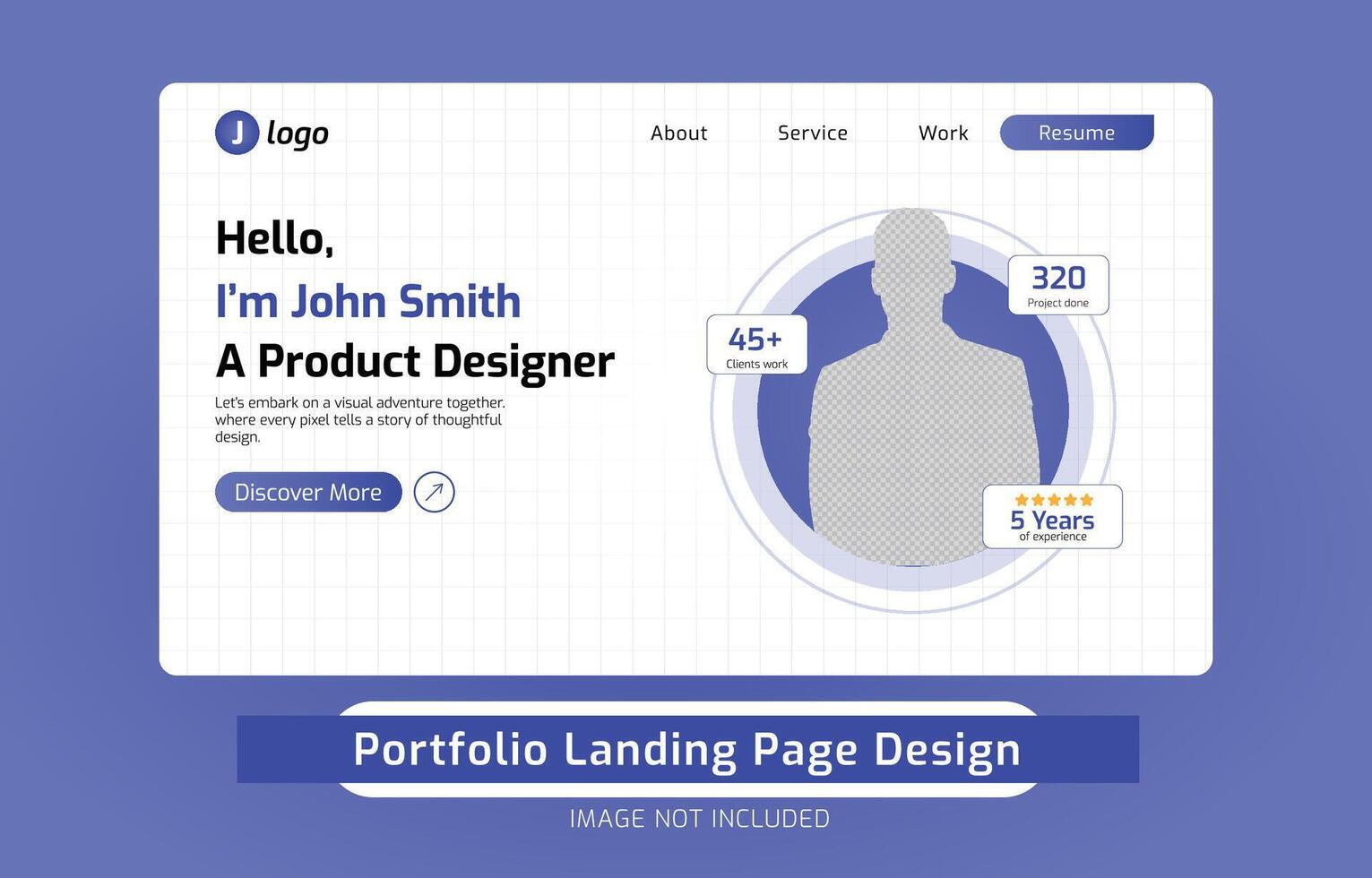 Product designer web template and Portfolio landing page design vector