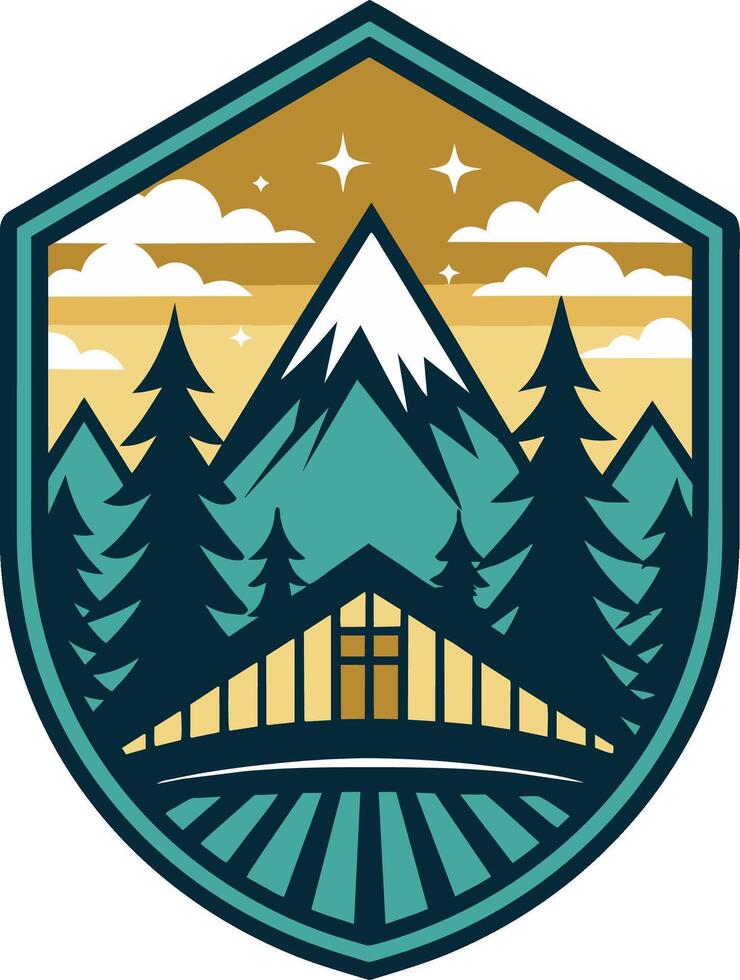 mountain scenery logo illustration. vector