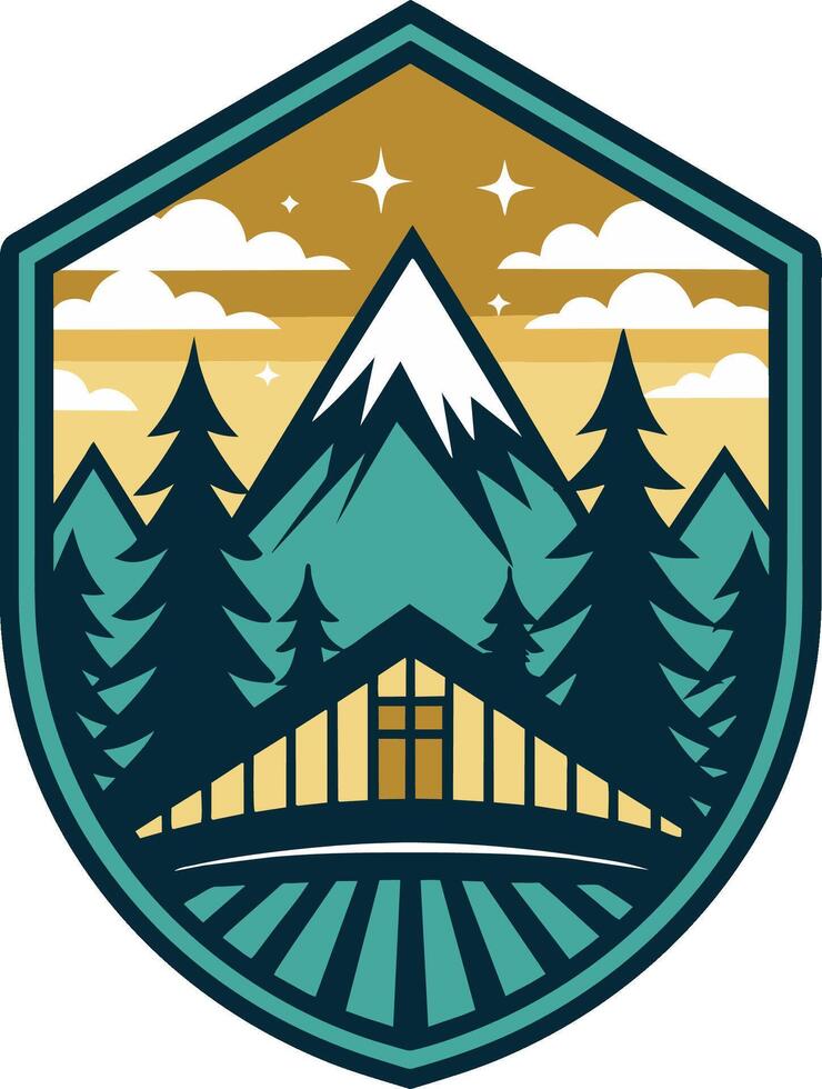 montaña paisaje logo ilustración. vector