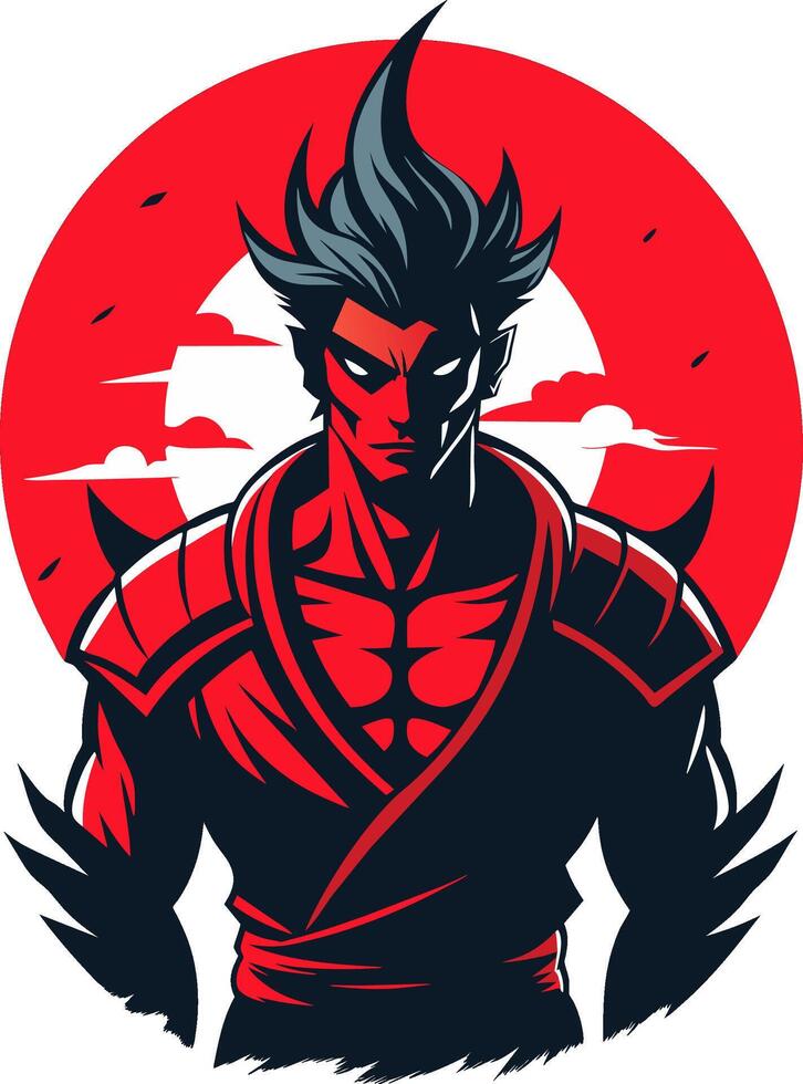 Modern red warrior illustration vector