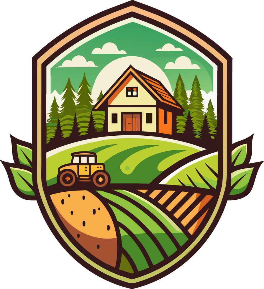 granja y agricultura logo ilustración diseño vector