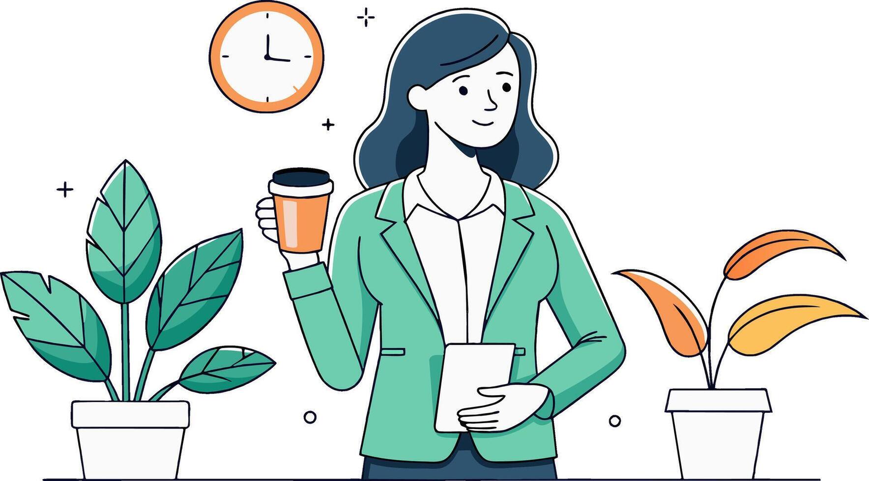 Businesswoman with coffee illustration design vector