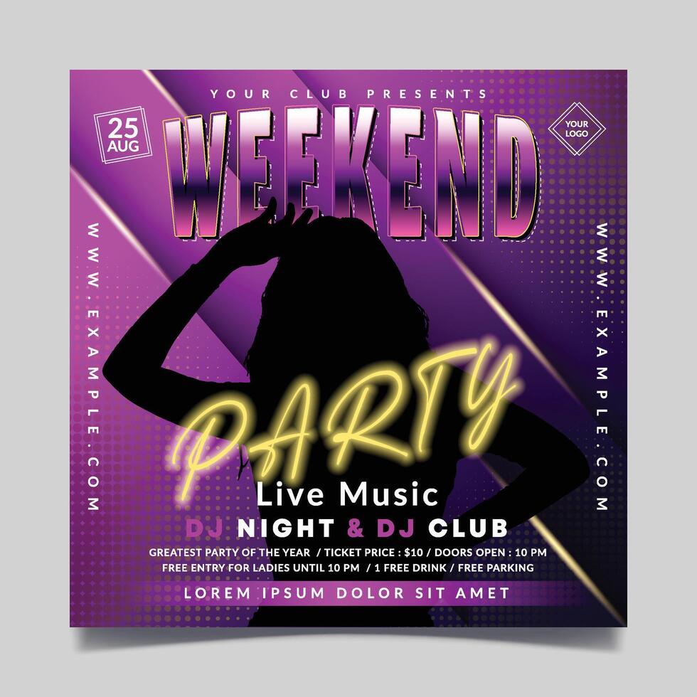 Weekend party flyer template vector