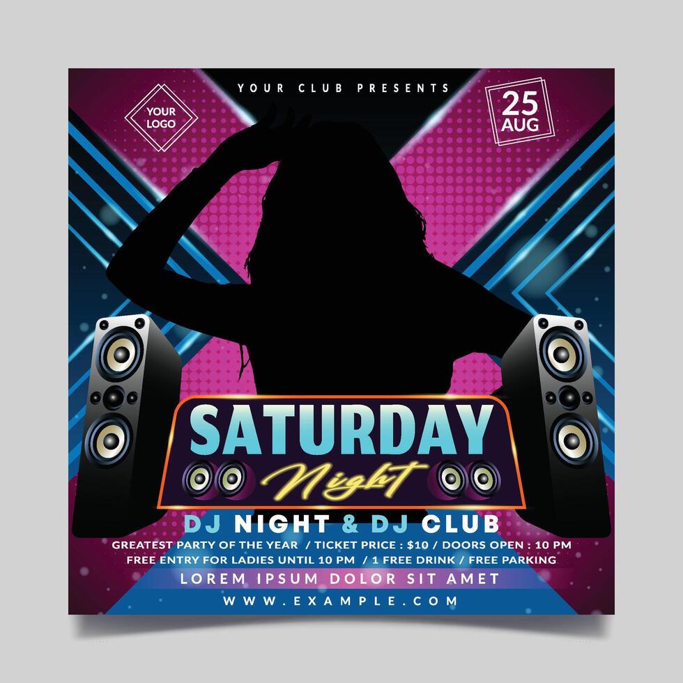 Saturday night flyer template with abstract background vector