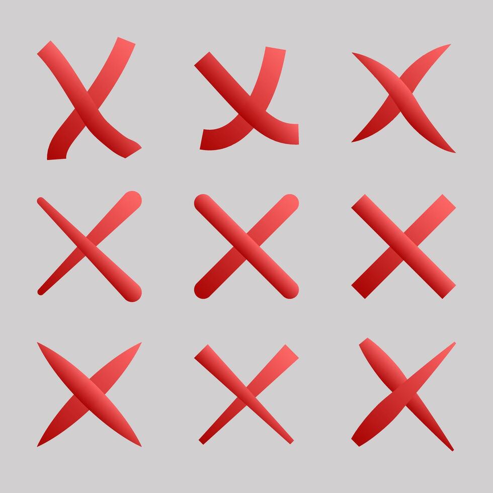 A set of crosses for marking, for use in graphic design vector