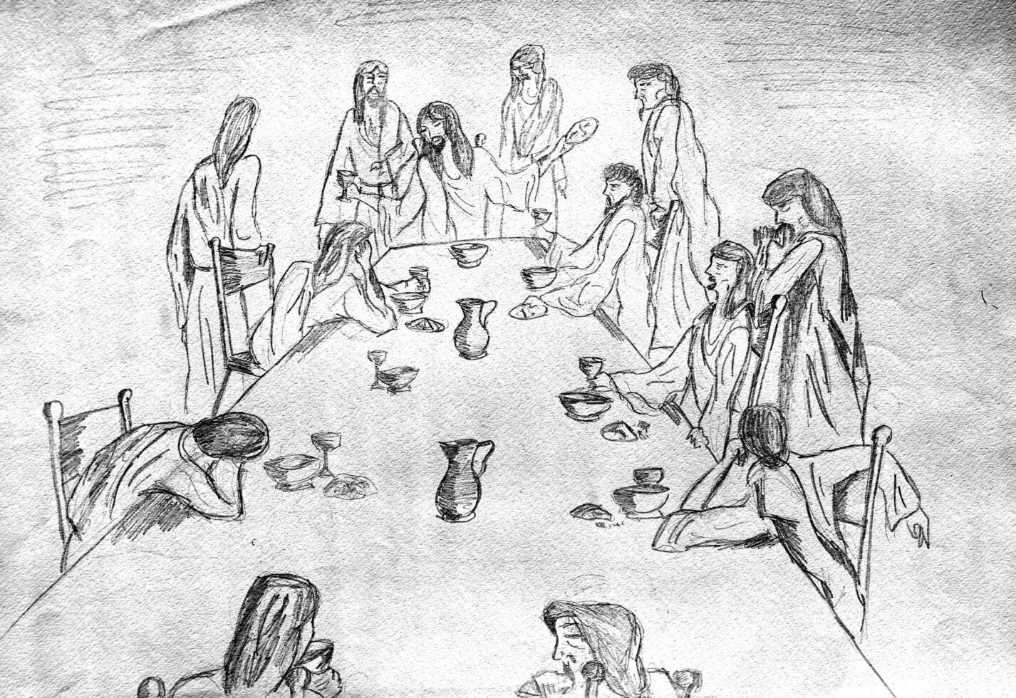 the last supper of Jesus with his apostles photo