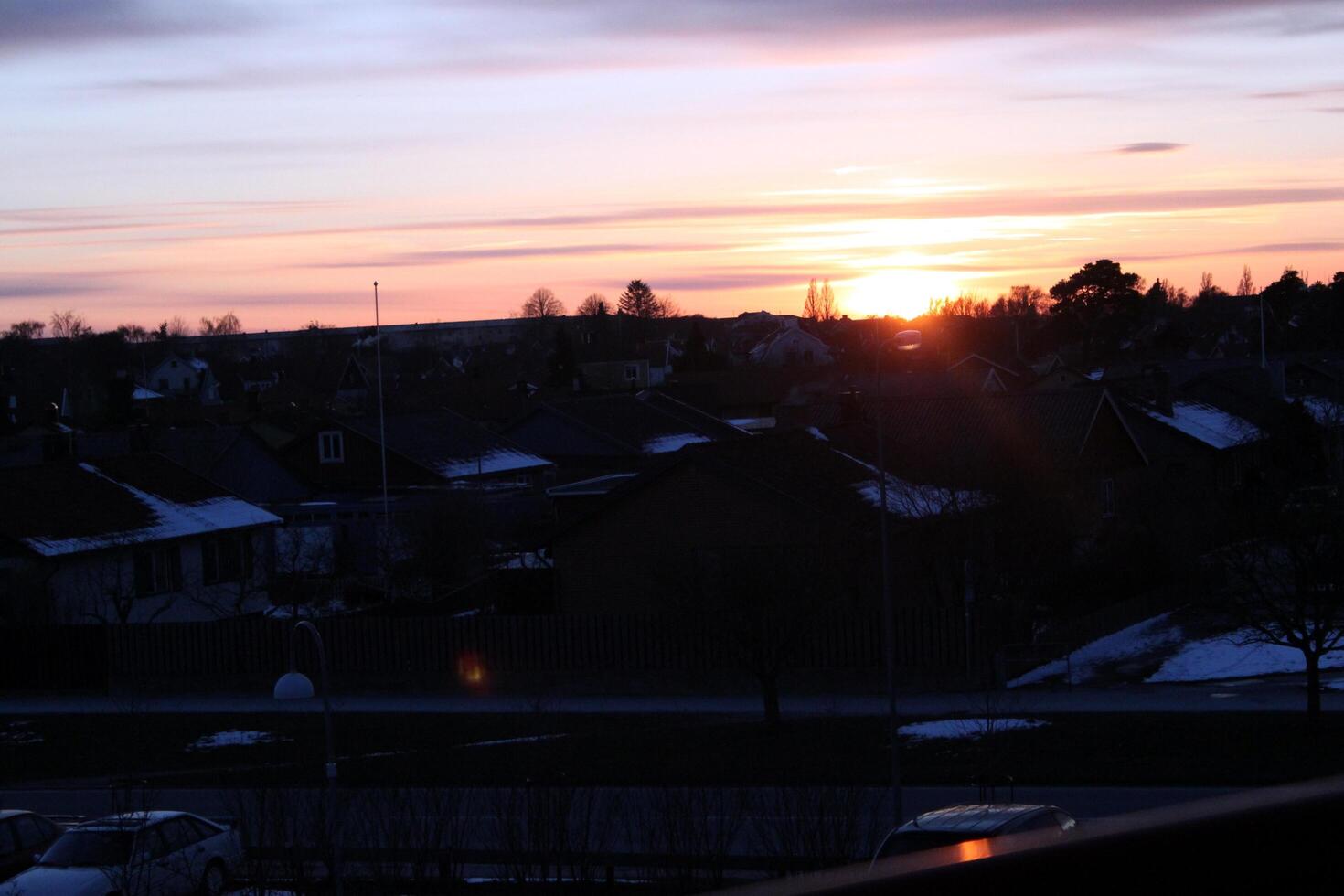 an autumn sunset in Scandinavia photo