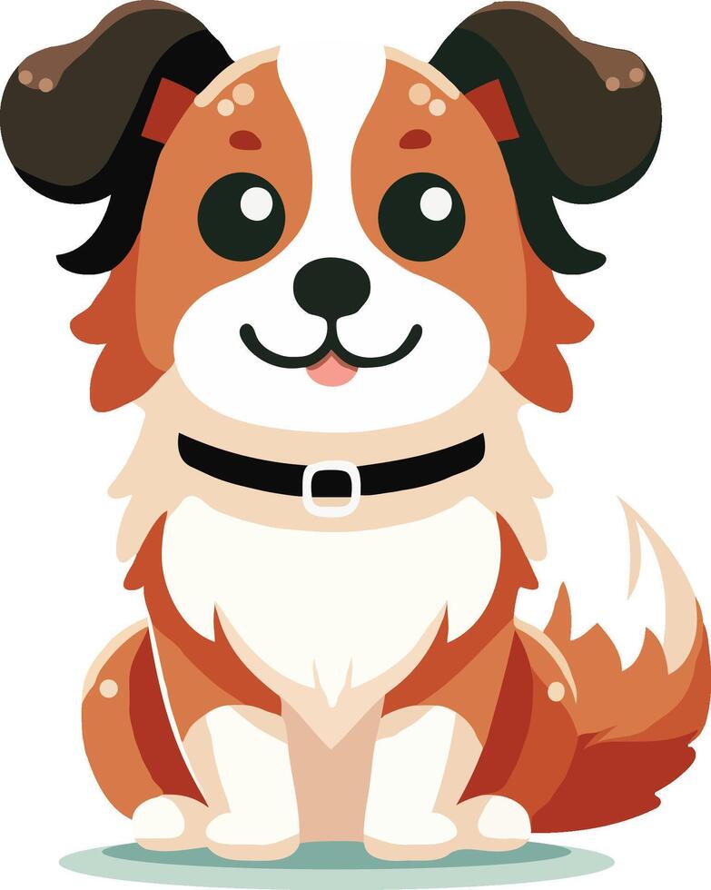 Funny Cute Looking Dog Flat . Cute flat small dog character design vector