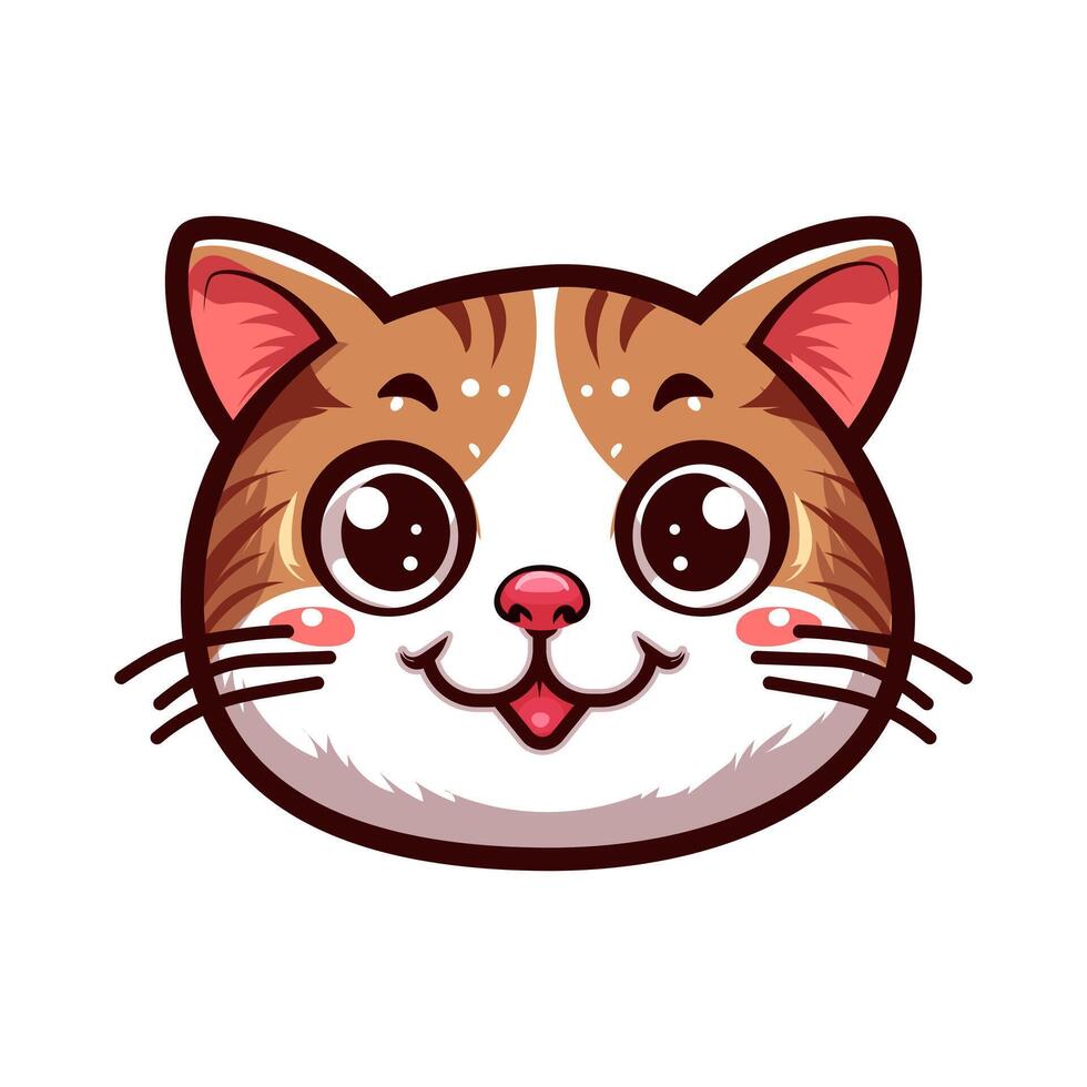 Funny Cat Face flat design. minimal style illustration vector