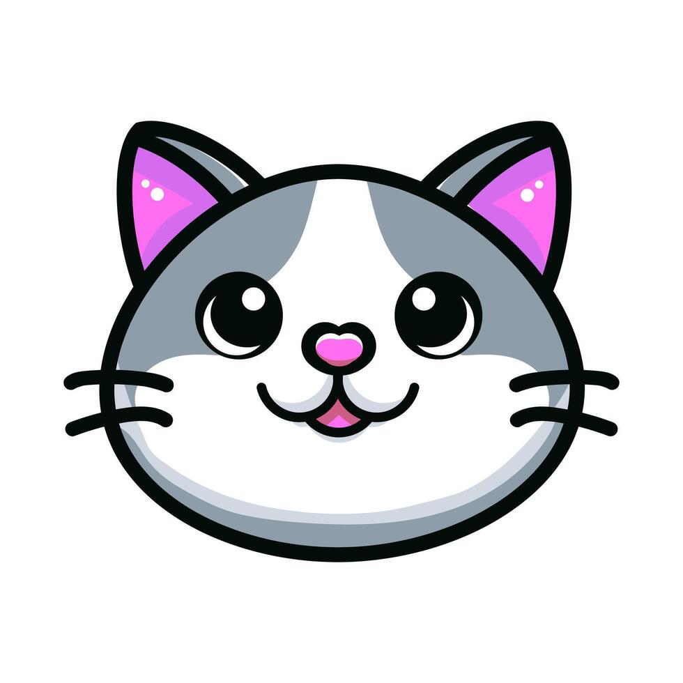 Funny Cat Face flat design. minimal style illustration vector