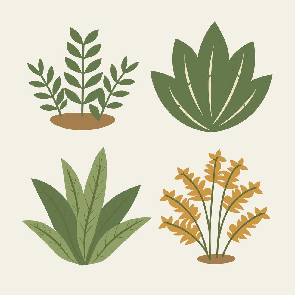 Flat style green leaves collection vector