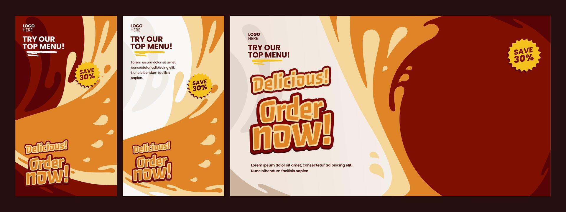 Banner and Social Media Post Design Template for Food and Restaurant Sale Advertisement vector