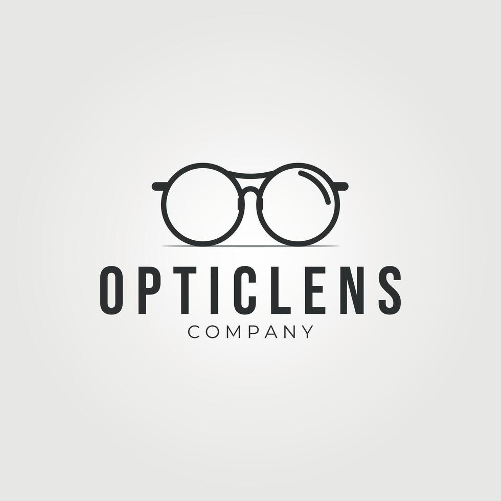 optic lens simple line art logo vintage illustration, lets see the world with new vision vector