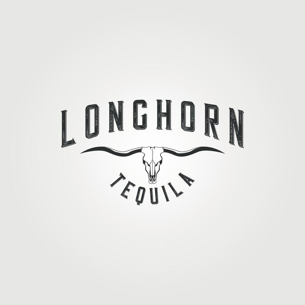 longhorn skeleton logo vintage illustration graphic design vector