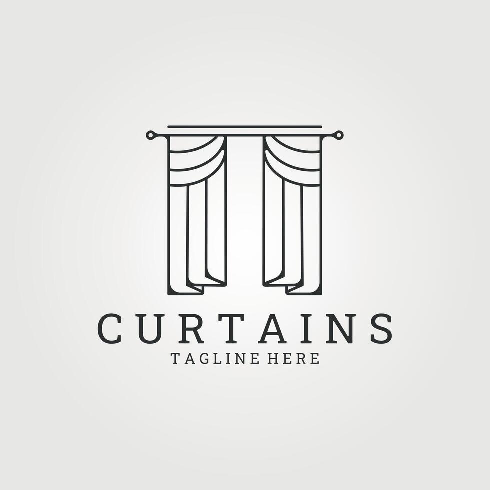 minimalist curtains logo line art , illustration template icon sign and symbol vector