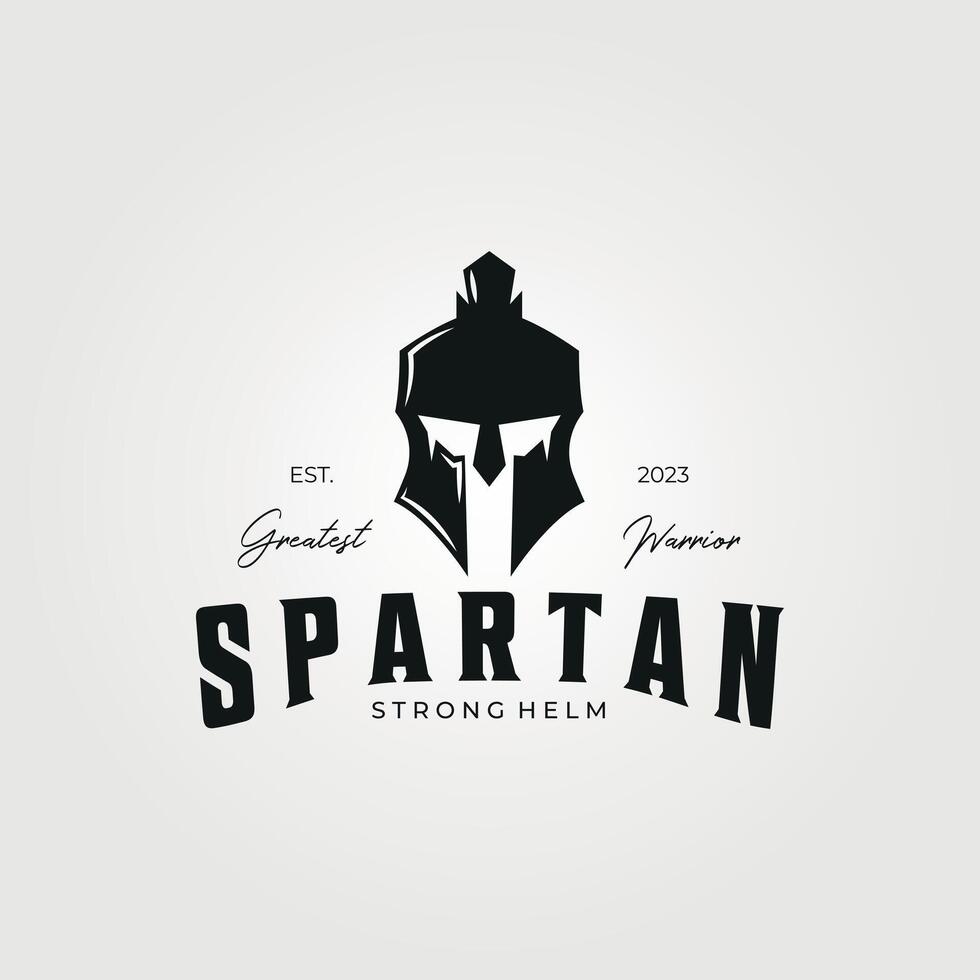 strong helmet of spartan logo typography icon vintage illustration vector