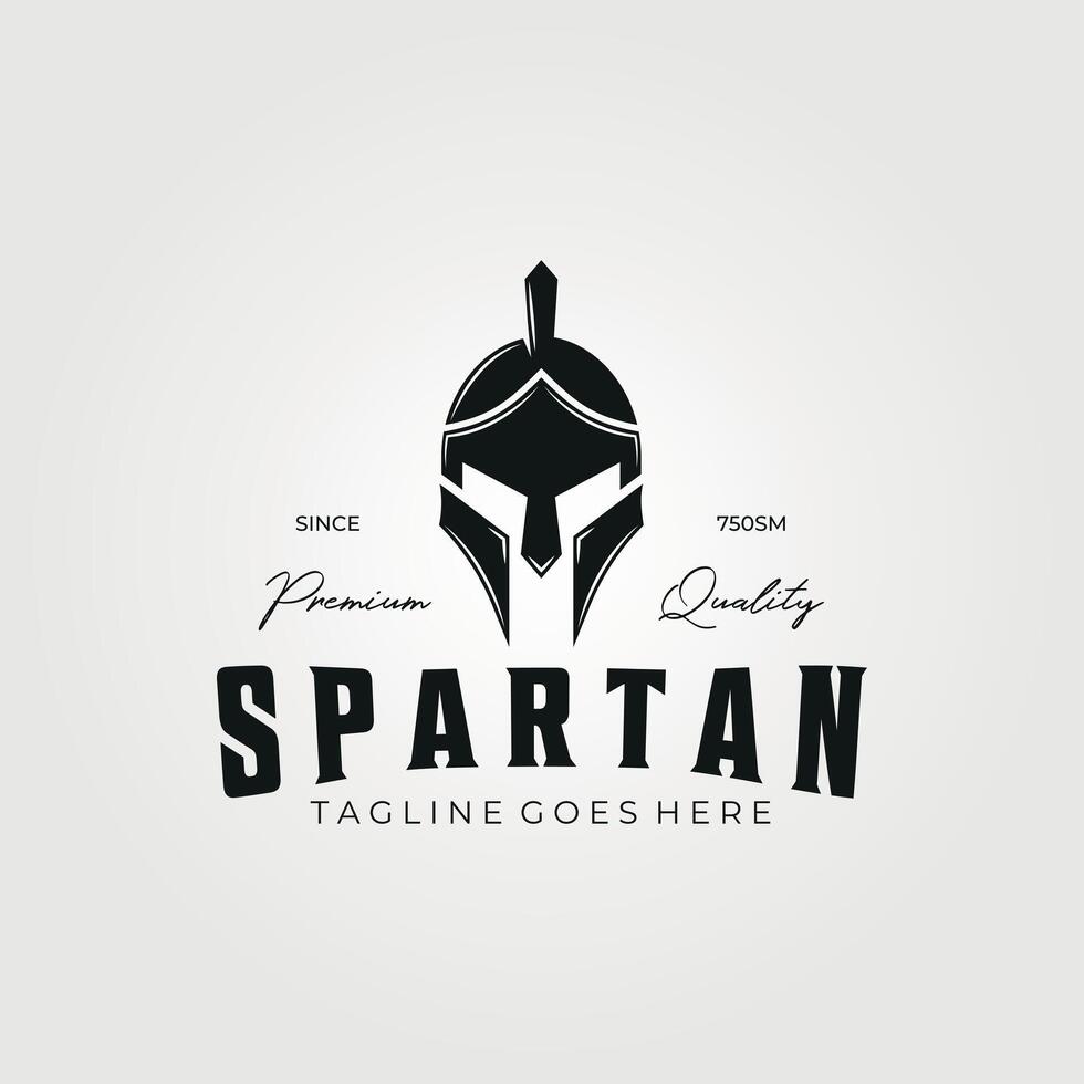 spartan helmet logo typography vintage illustration, icon template sign and symbol vector