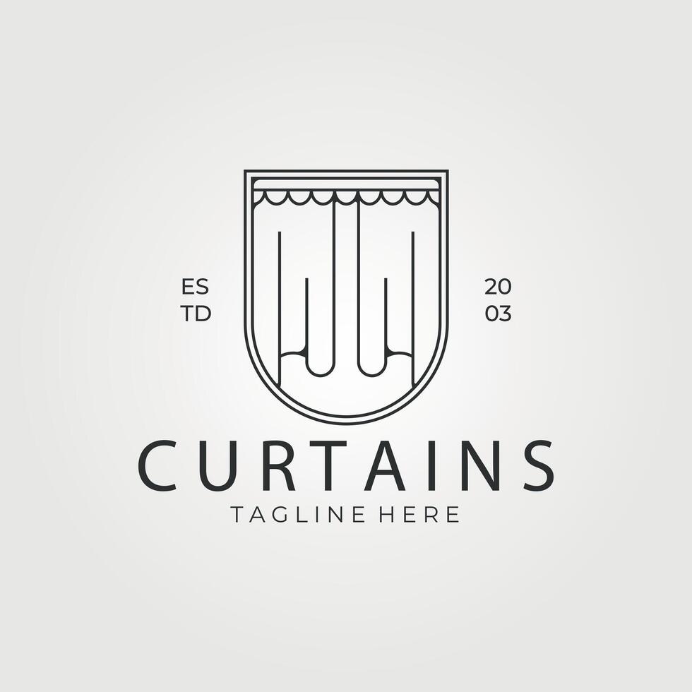 curtain linear logo illustration design vector