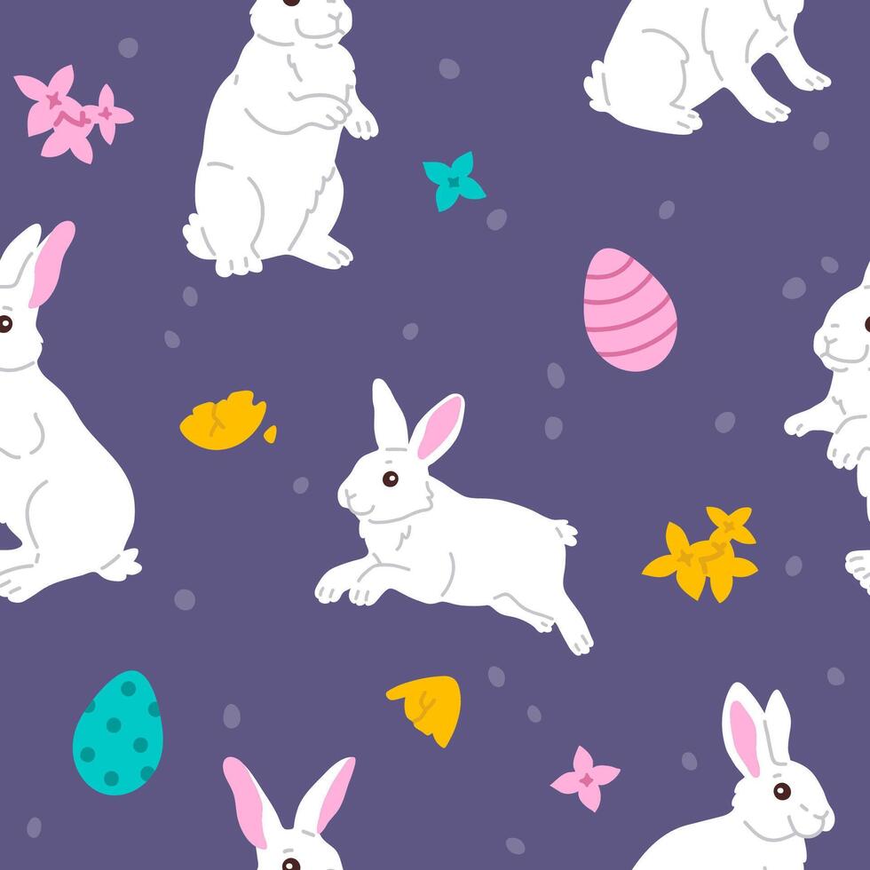 seamless background pattern with Easter bunnies vector
