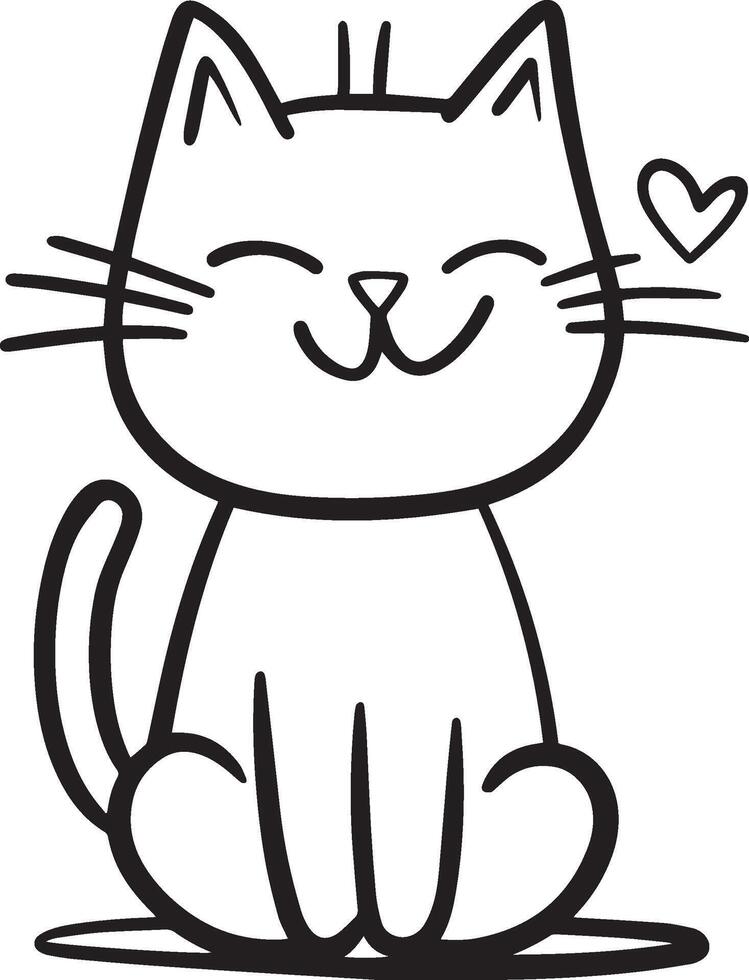 simple line drawing of cat vector