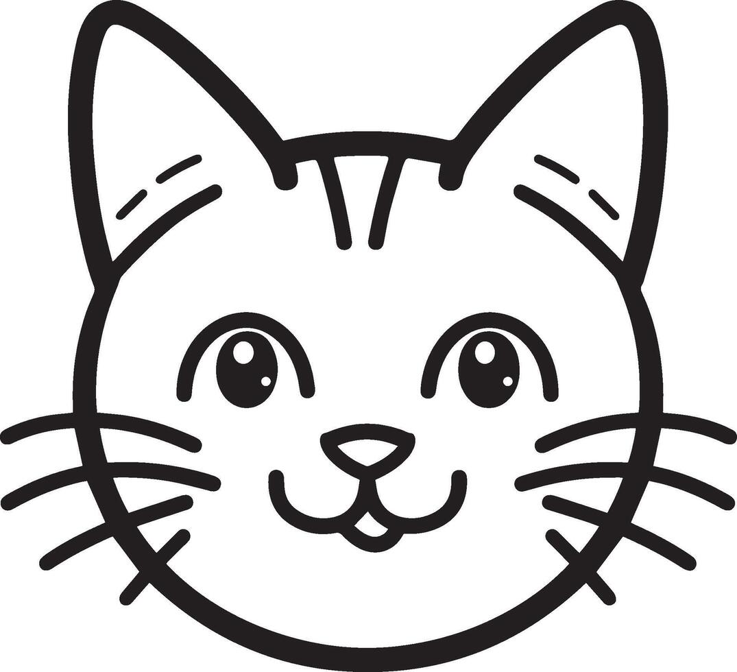 simple line drawing of cat vector