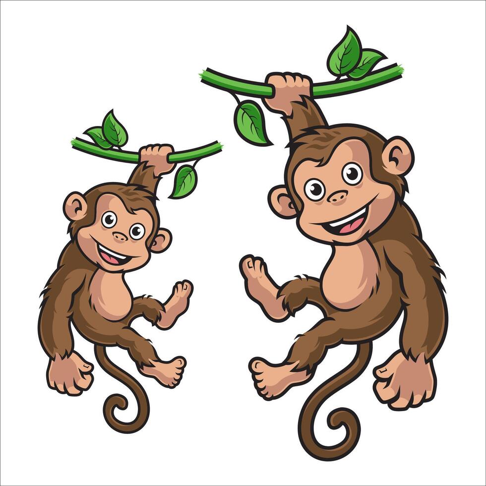 HANGING MONKEY CARTOON CHARACTER vector