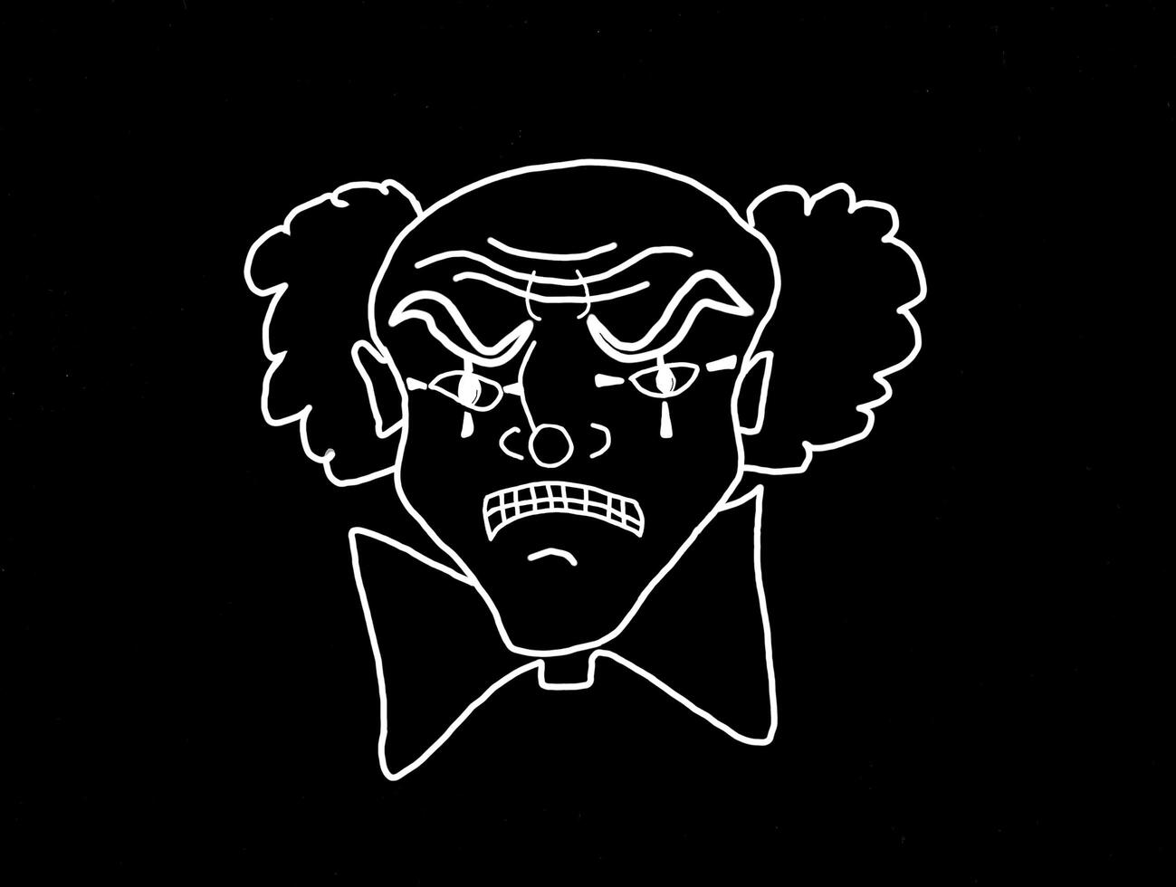 A white and black freehand drawing of mine . bad clown photo