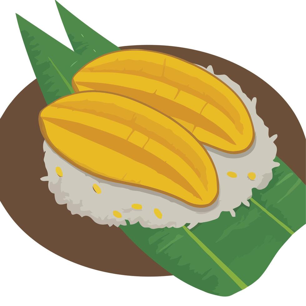tailandés pegajoso arroz ingenio mango Adición vector